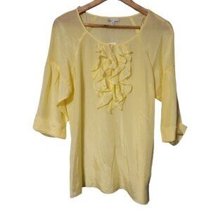CLEARANCE NWT Gap Silk and Cotton Sunny Yellow Ruffle Front Blouse Size Medium